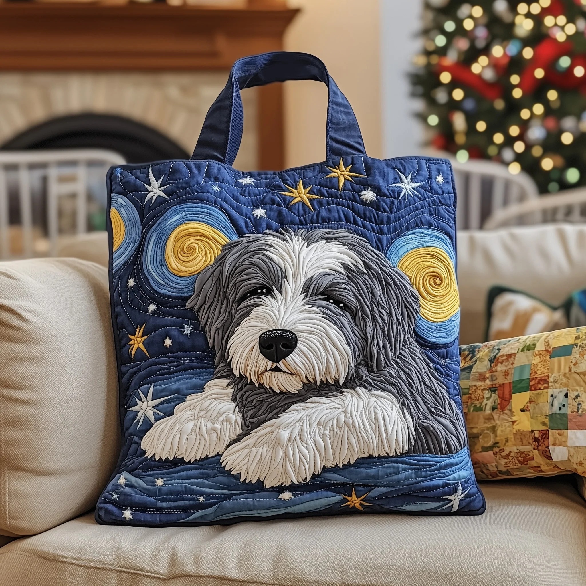 Starry Schnauzer Night Quilted Tote Bag GFTOTP12564 