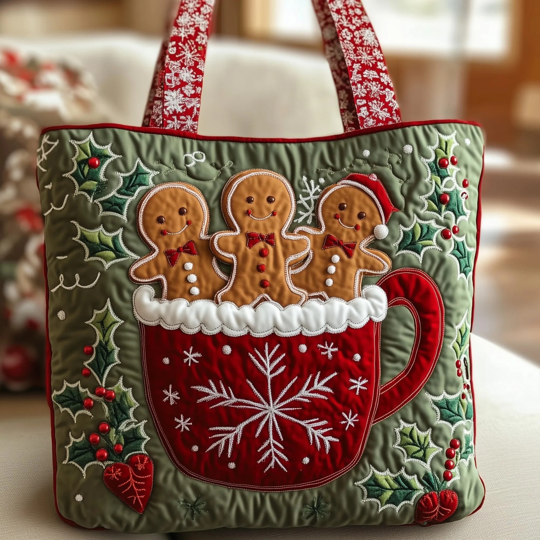 Christmas Bells Series Quilted Tote Bag