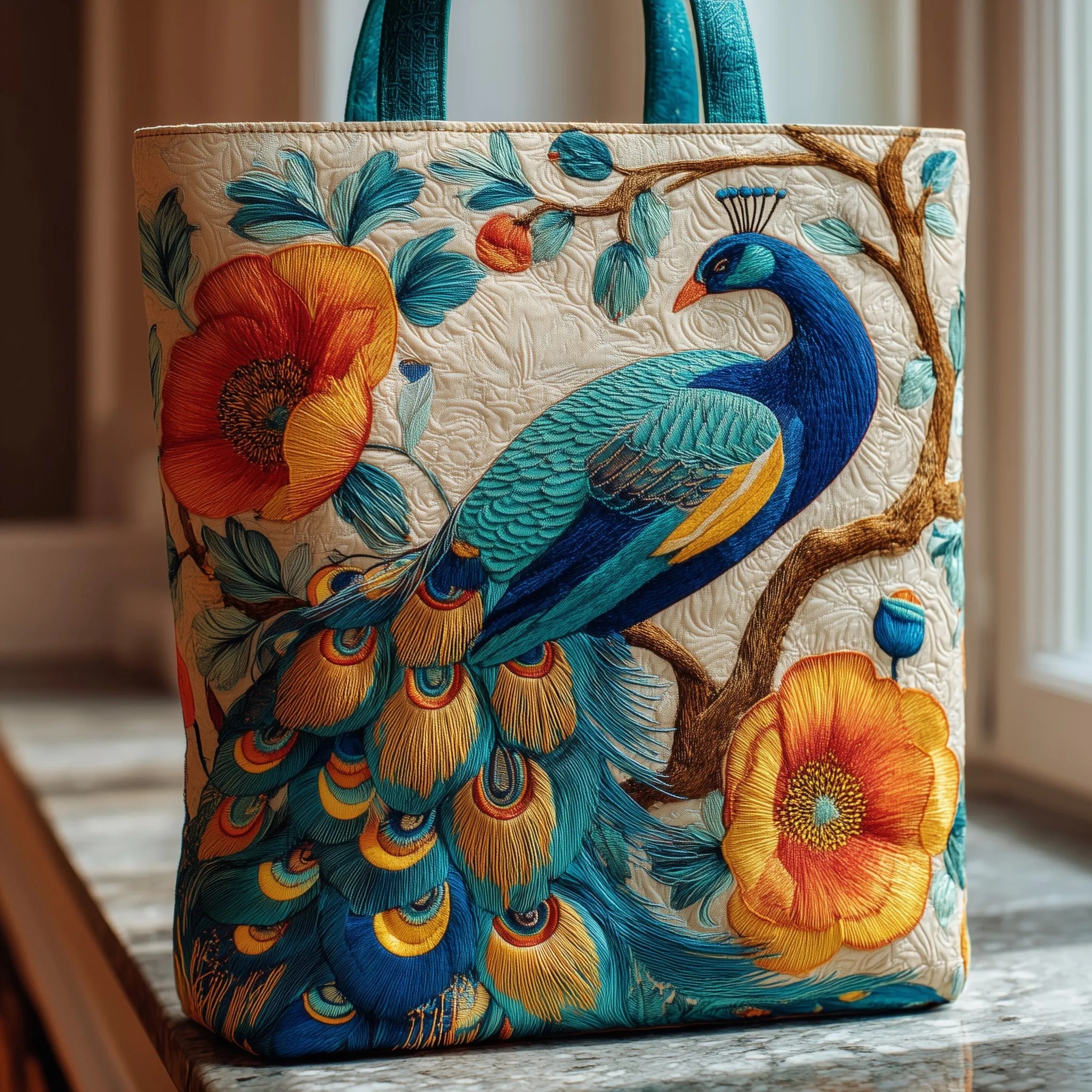 Peacok Quilted Tote Bag GFTOMA1633