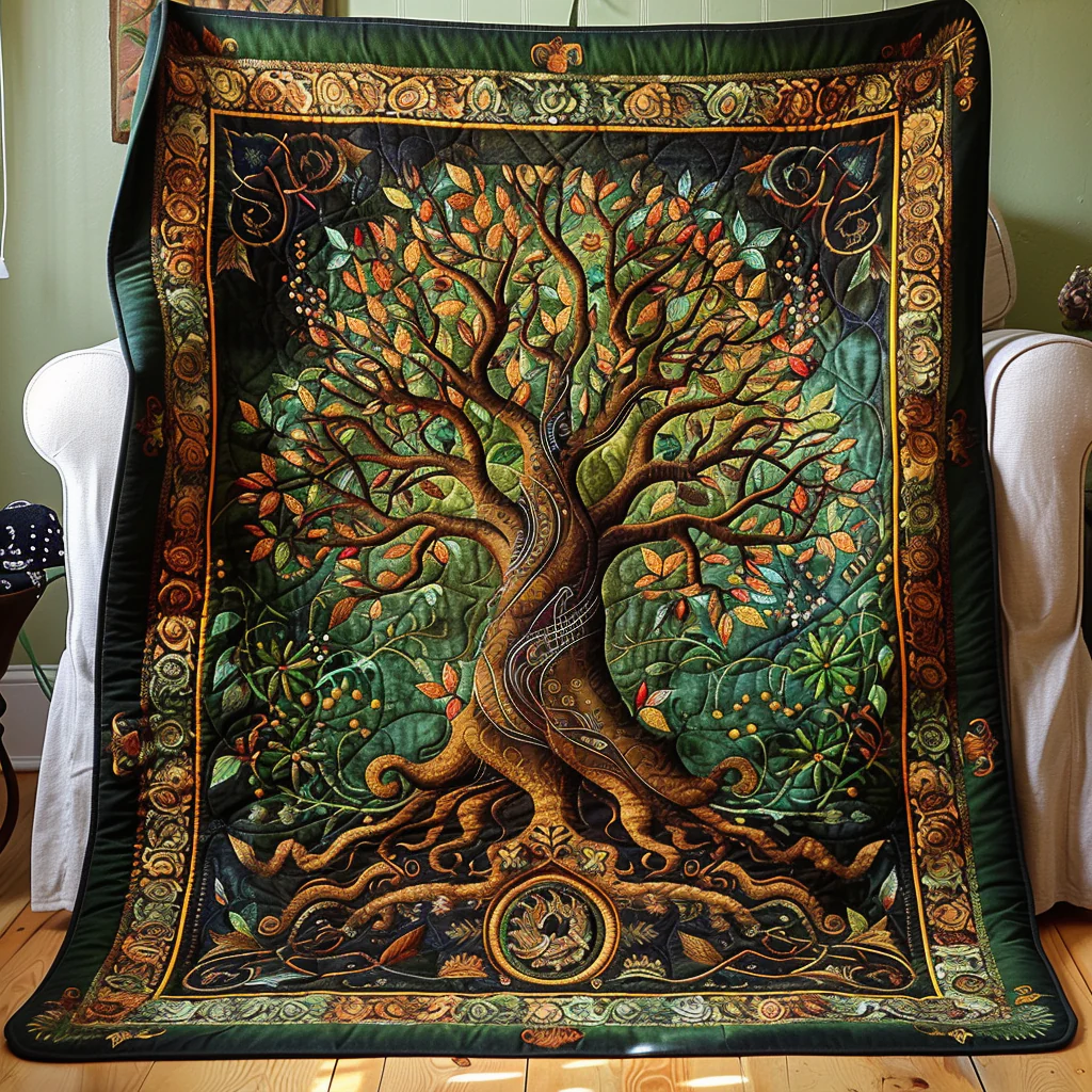 Artisan Celtic Knot Treeof Life Quilted Blanket