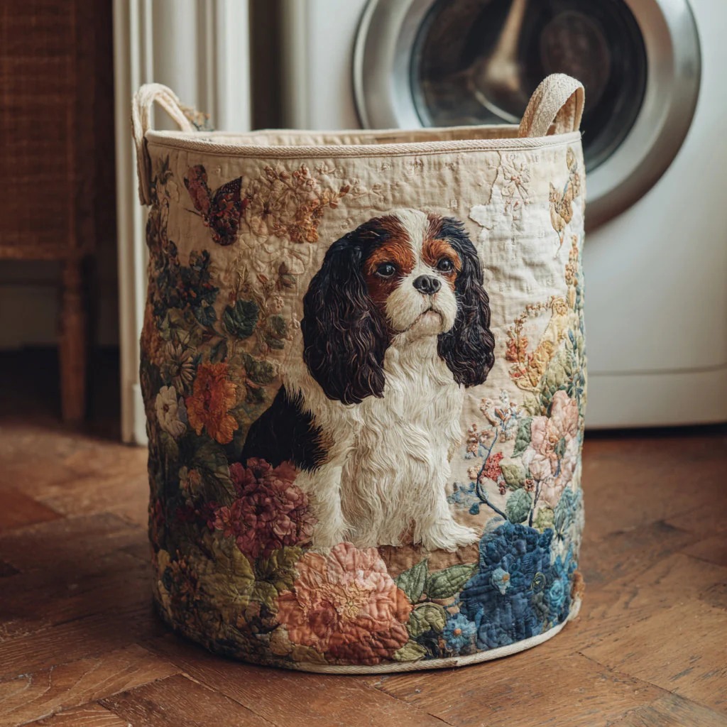 Cavalier Flower Garden Quilted Laundry Basket 