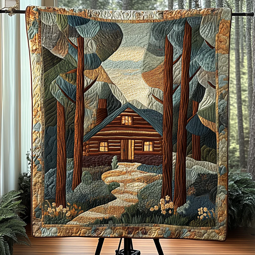 Heritage Log Cabin Quilted Blanket