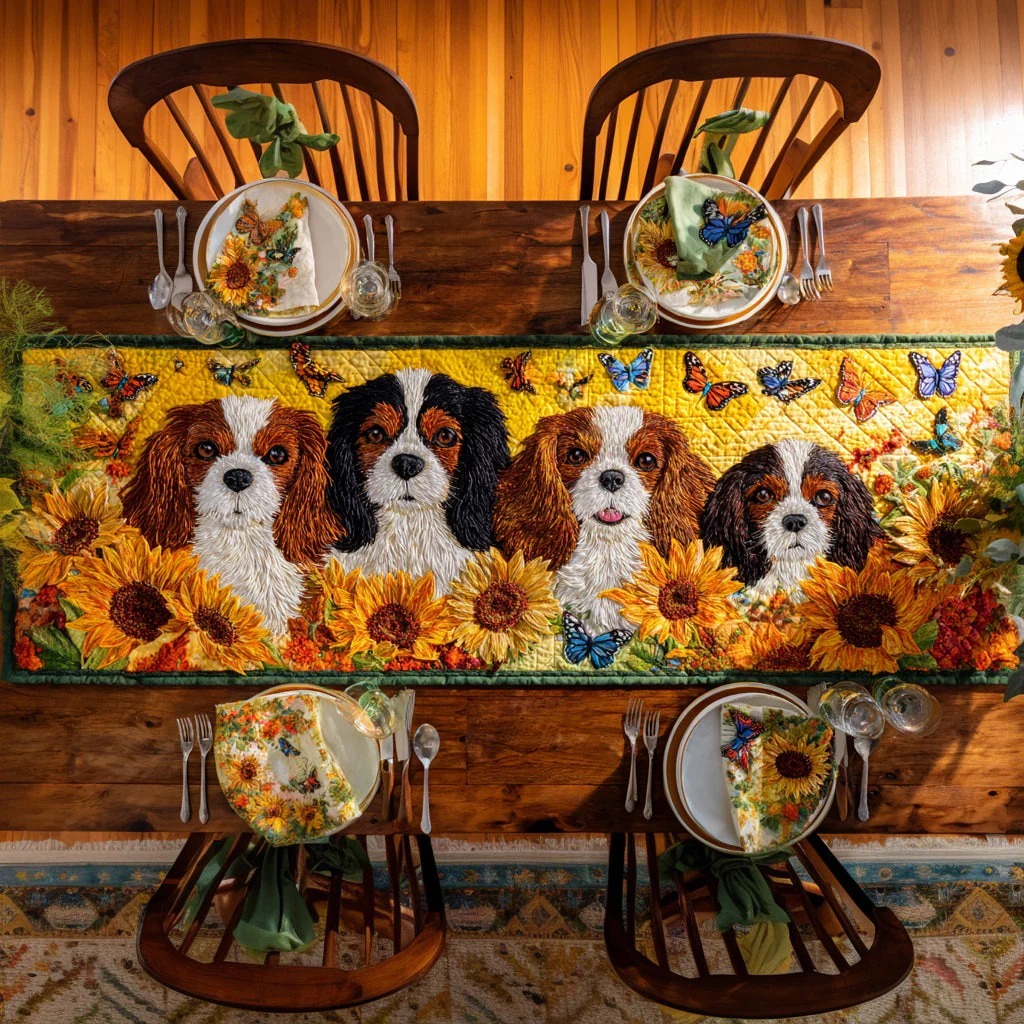 Sunflower Cavalier Quilted Table Runner