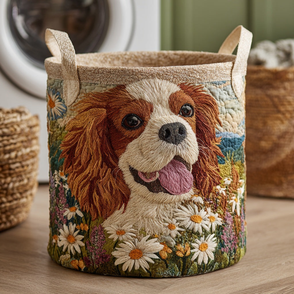 Cavalier Bloom Bright Quilted Laundry Basket