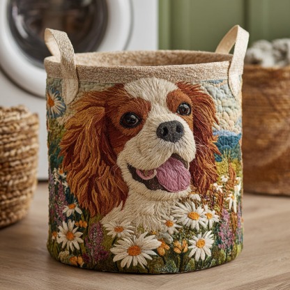 Cavalier Bloom Bright Quilted Laundry Basket