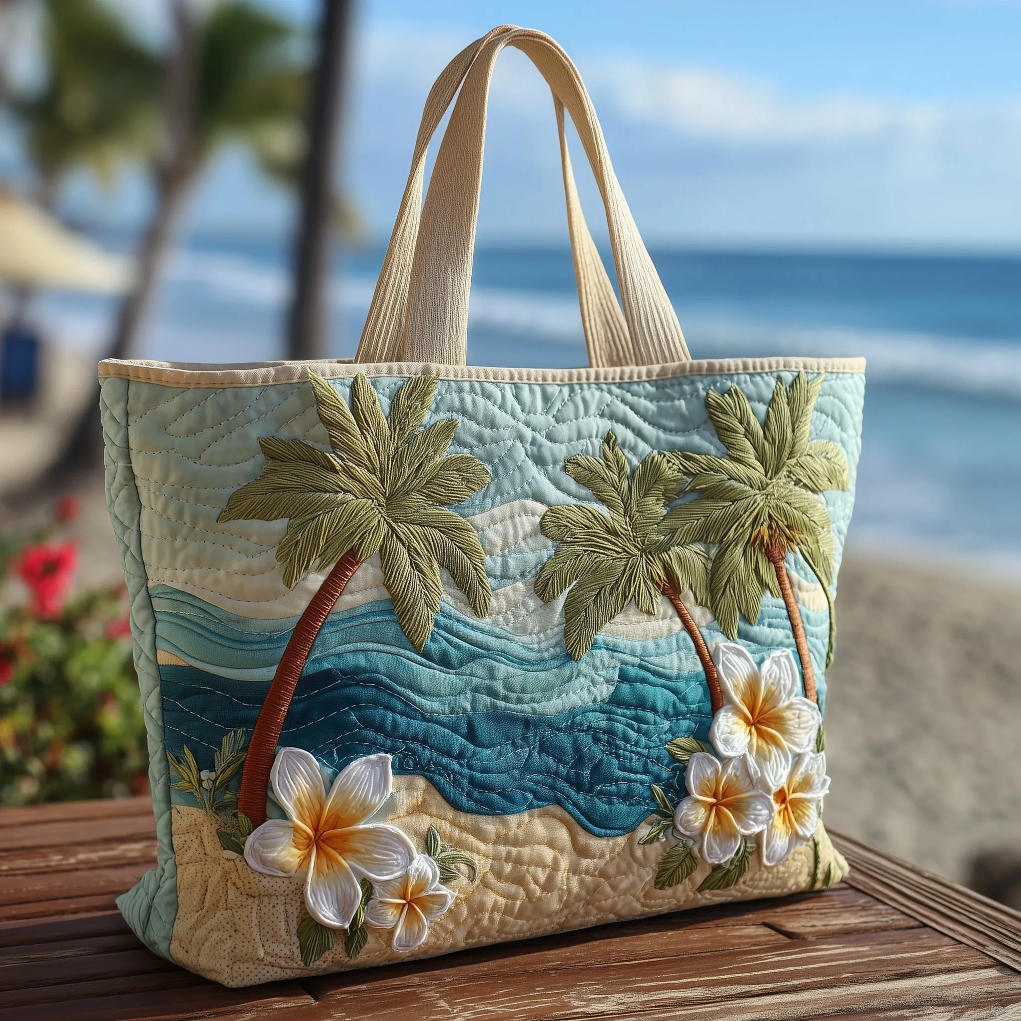 Tropical Beach Quilted Tote Bag GFTOTP10484