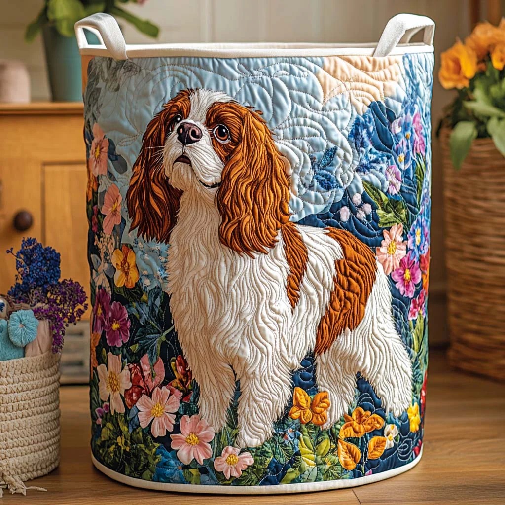 Floral Field Stroll Quilted Laundry Basket 
