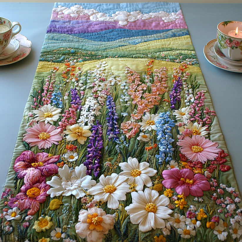 Radiant Daisies Quilted Table Runner