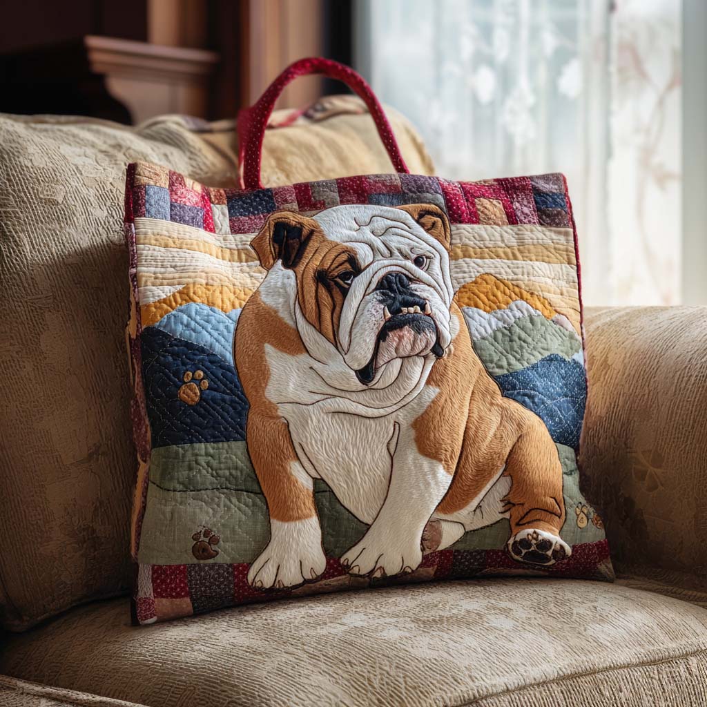 Bulldog Quilted Tote Bag NCU0QN077