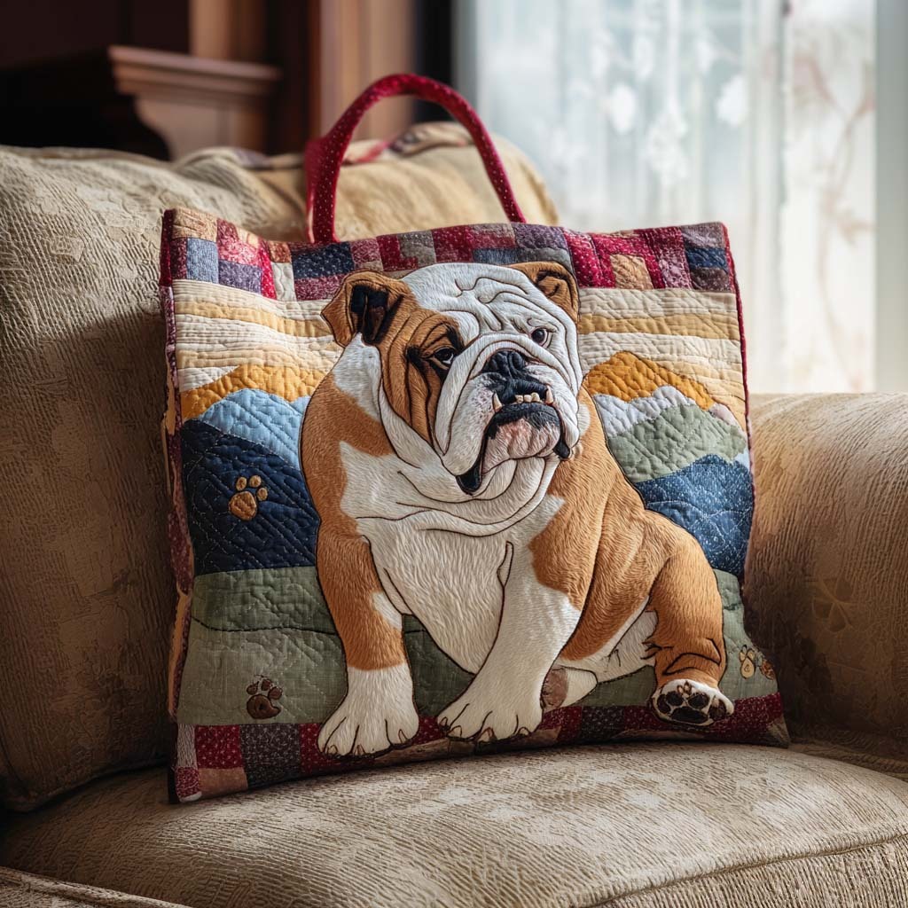 Bulldog Quilted Tote Bag NCU0QN077