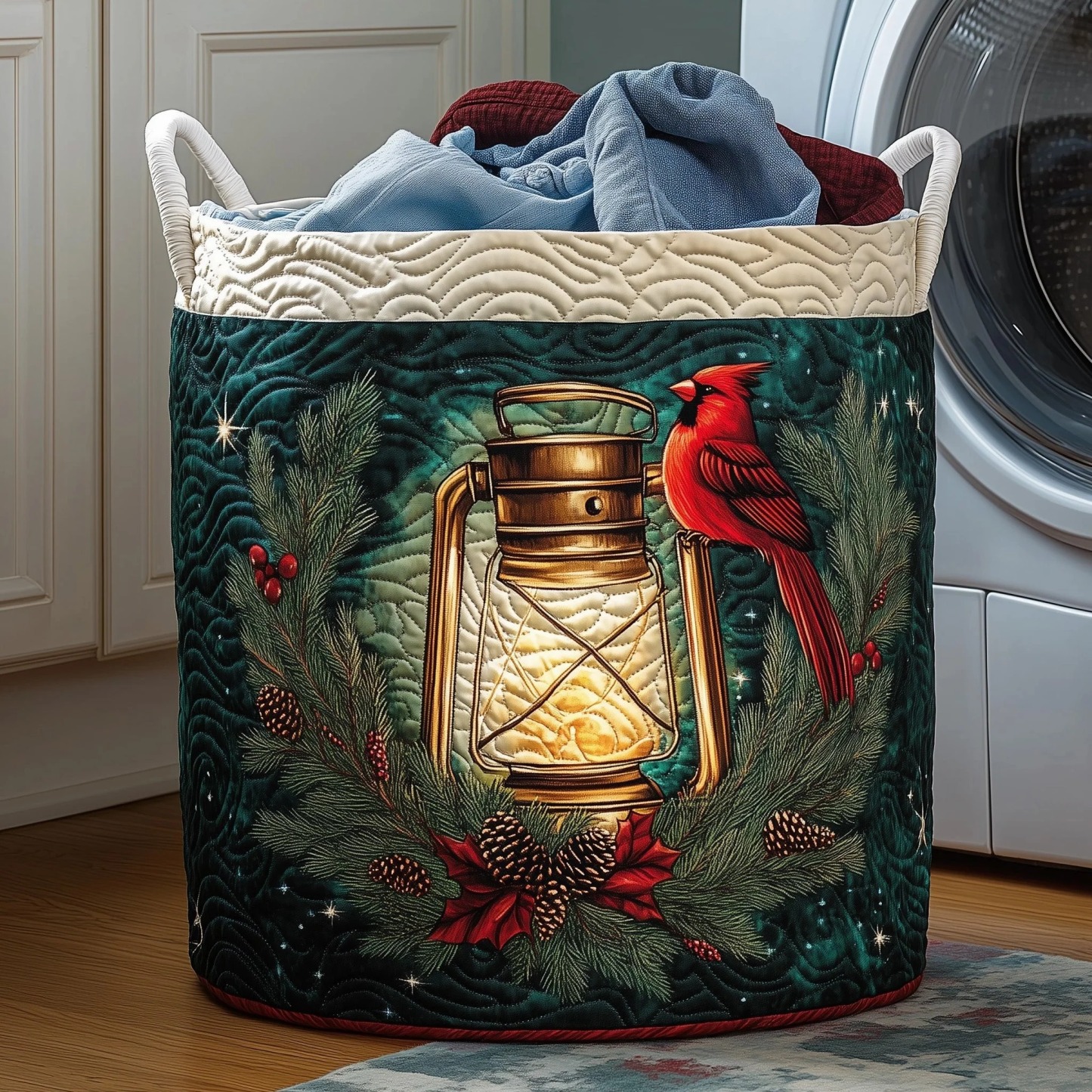 Dreamy Cavalier Day Quilted Laundry Basket