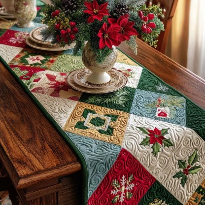 Peppermint Wishes Quilted Table Runner