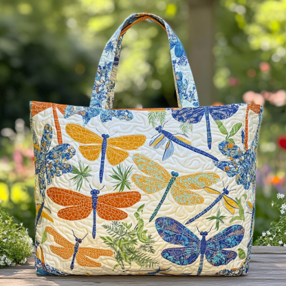 Wild Dragonfly Quilted Tote Bag