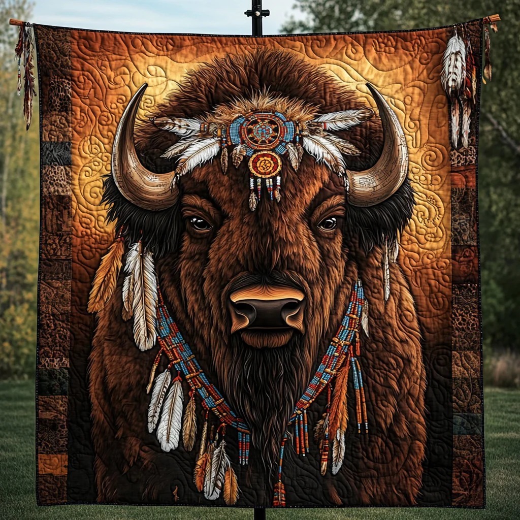 Native Bison Quilted Blanket