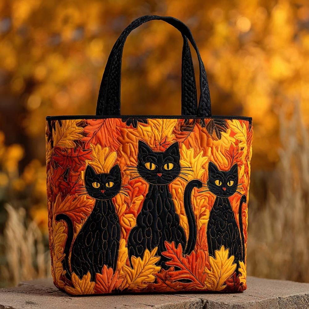 Amber Eyes Cat Quilted Tote Bag
