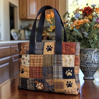 Autumn Paw Patch Quilted Tote Bag