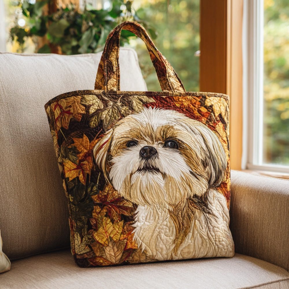 Autumn Shih Tzu Quilted Tote Bag