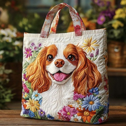 Cavalier Blossom Quilted Tote Bag