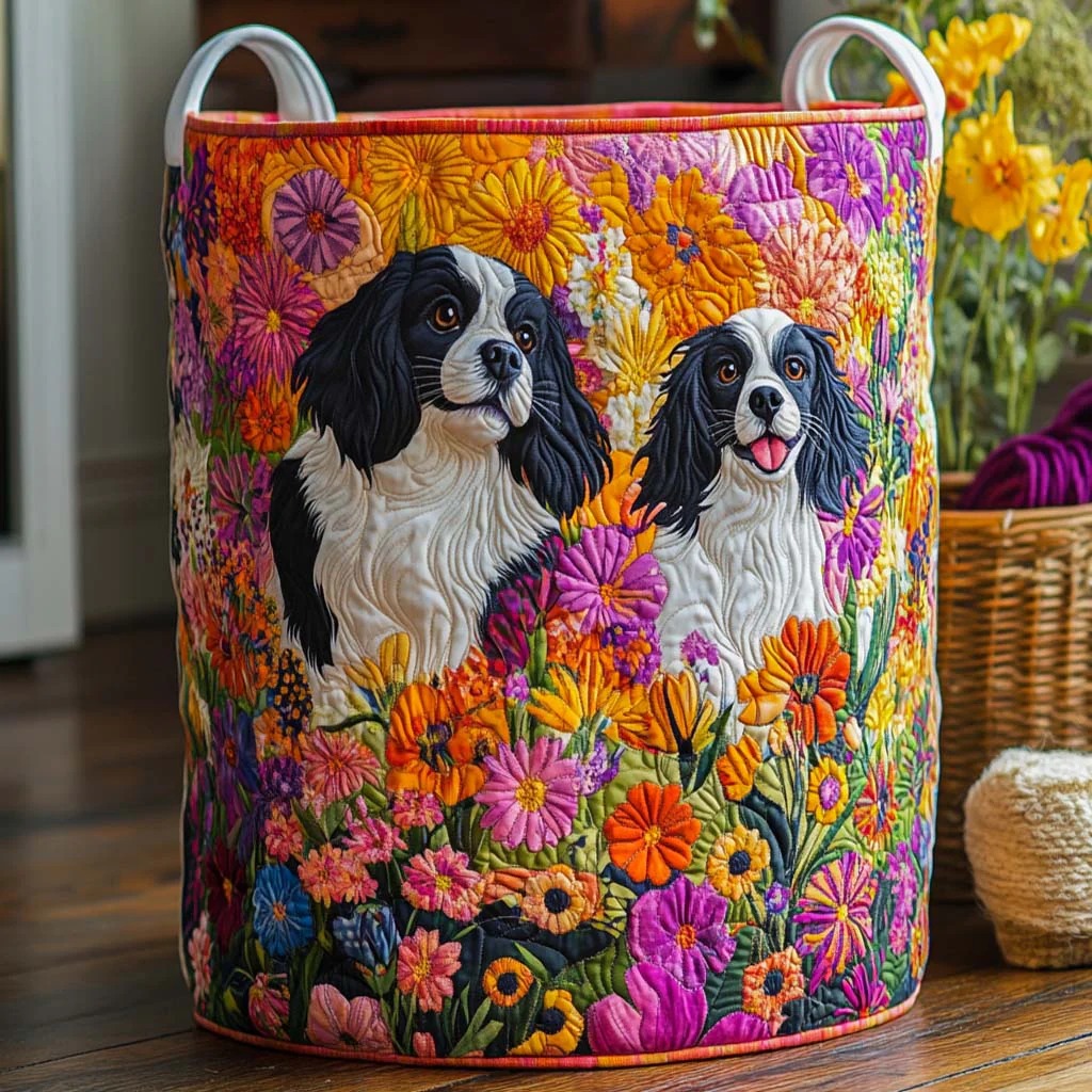Golden Bloom Duo Quilted Laundry Basket