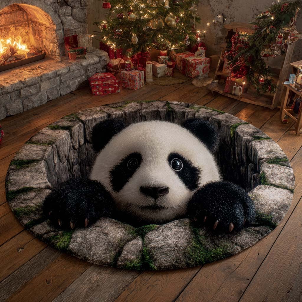 Panda Peek Round Carpet