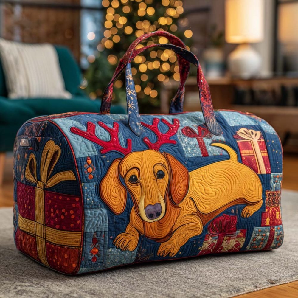 Reindeer Pup Quilted Duffle Bag