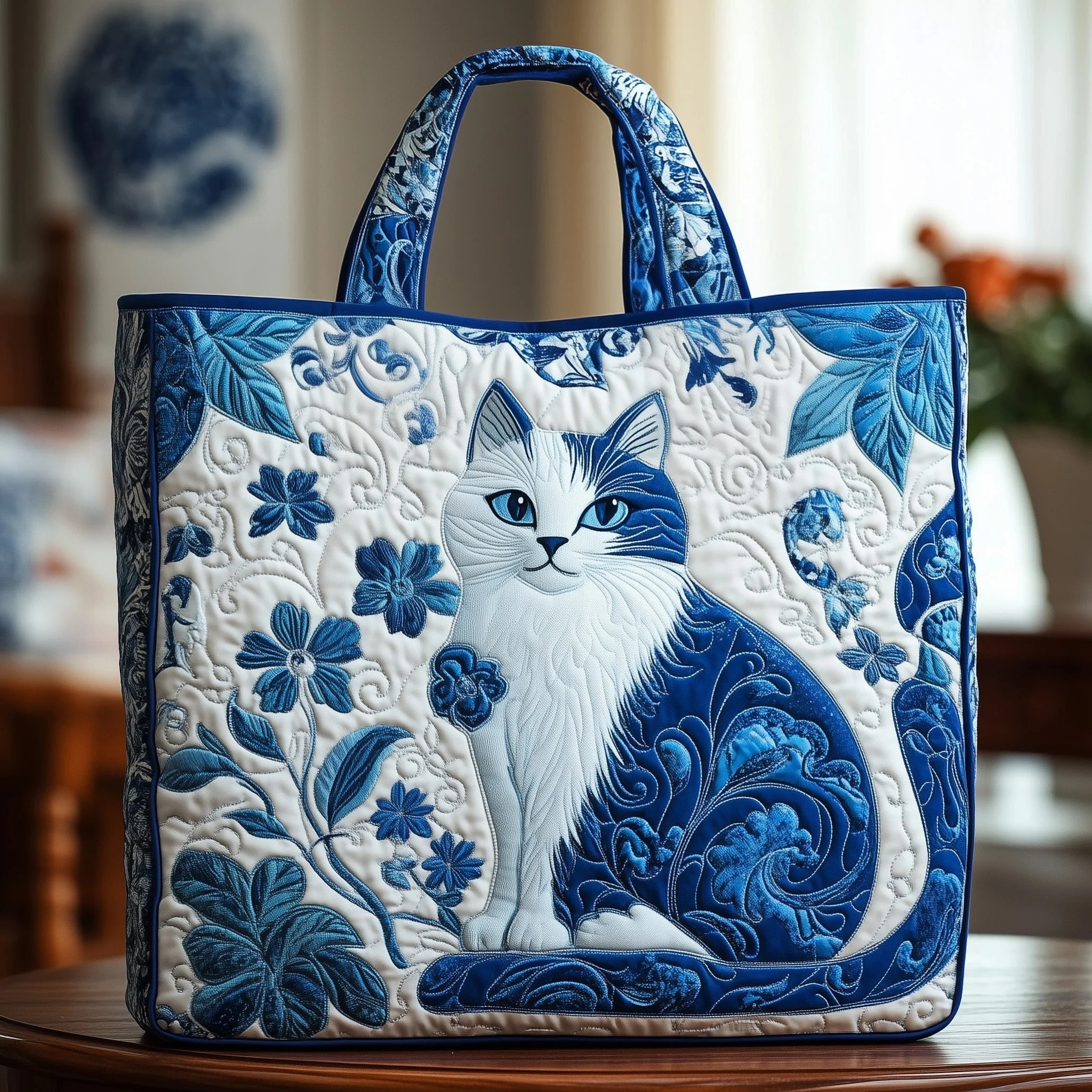 Whimsical Cat Quilted Tote Bag GFTOMA4410
