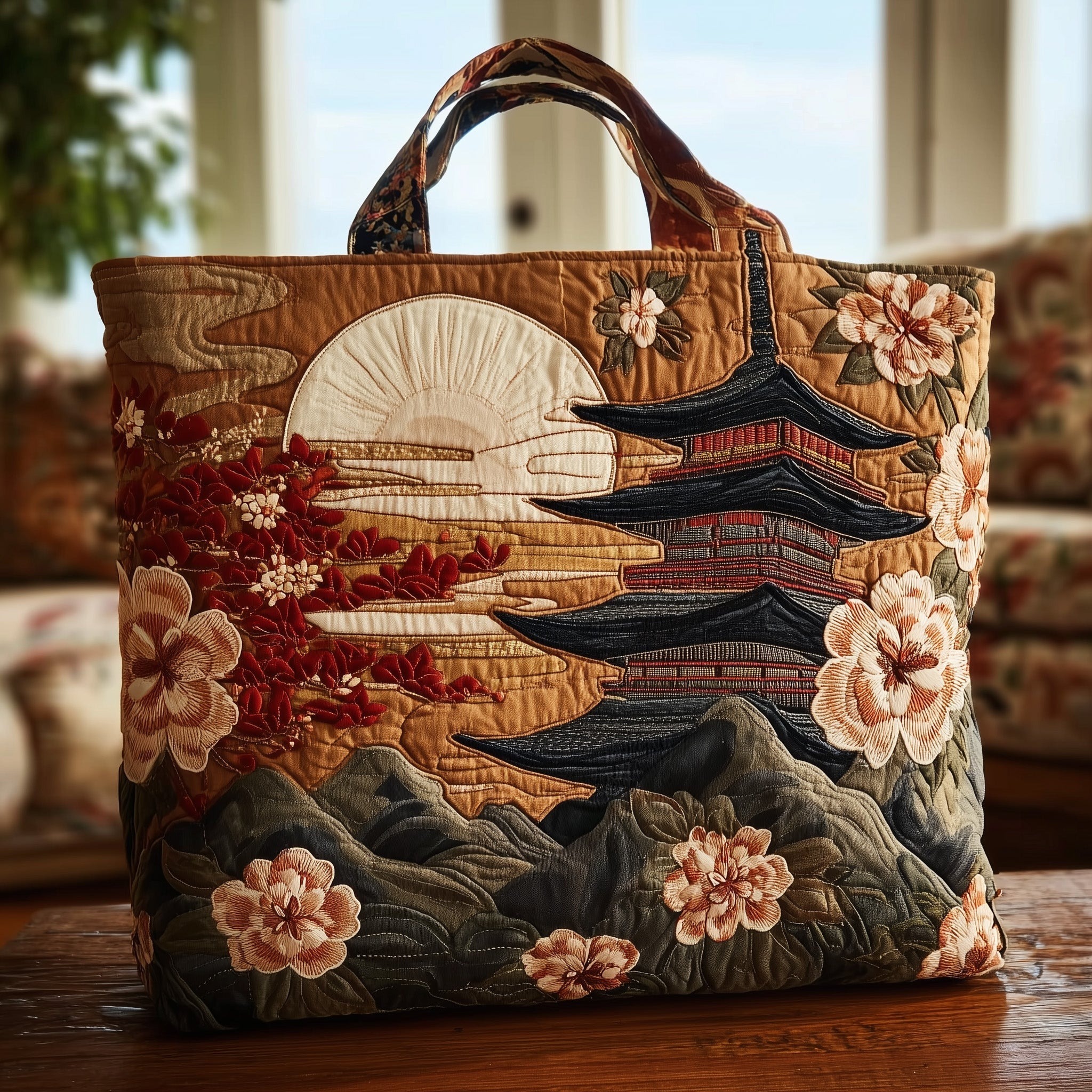 Japanese Pagoda Quilted Tote Bag GFTOMA2159