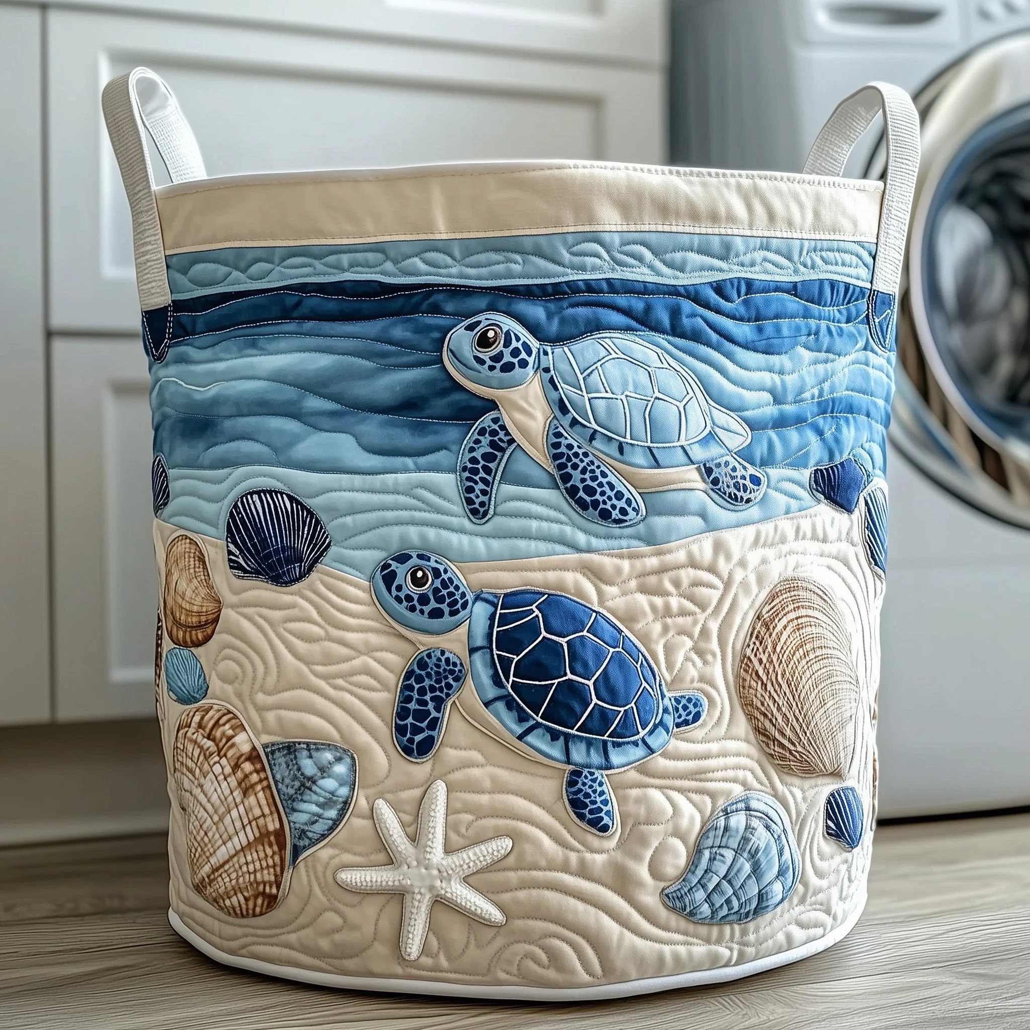 Ocean Turtle Quilted Laundry Basket GFTOXM186 