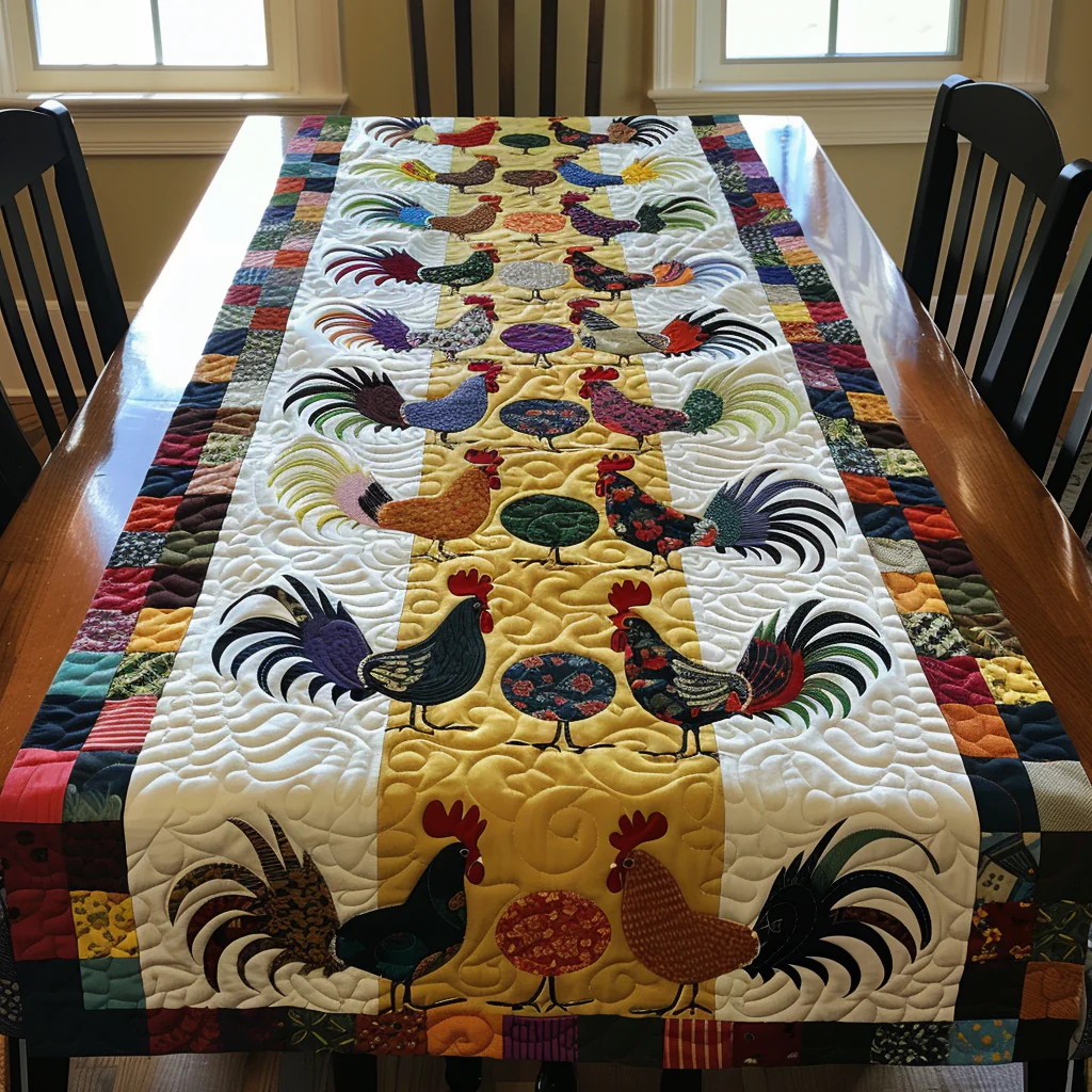 Chicken Quilted Table Runner