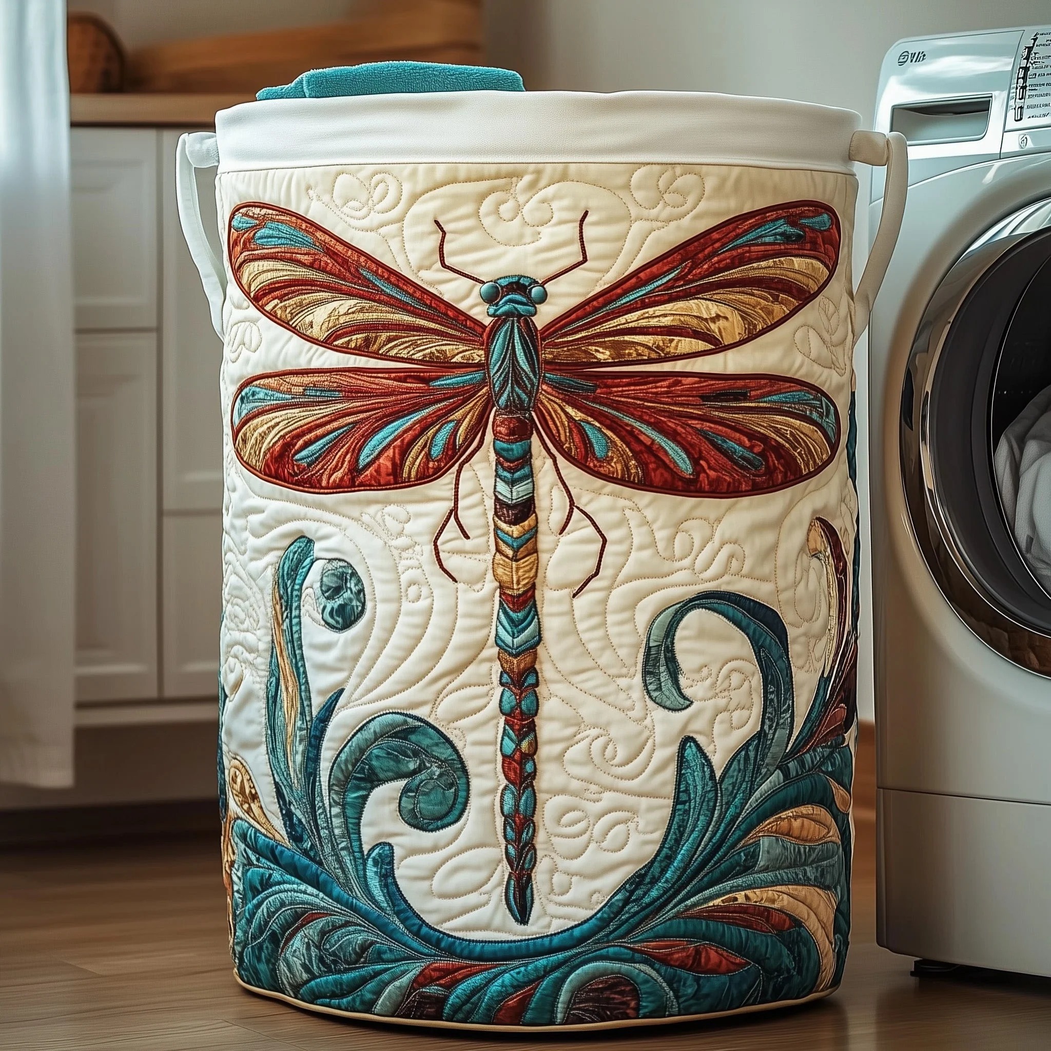 [ Next day shipment ] Dragonfly Charm QuiltedLaundry Basket GFTOTP1189O