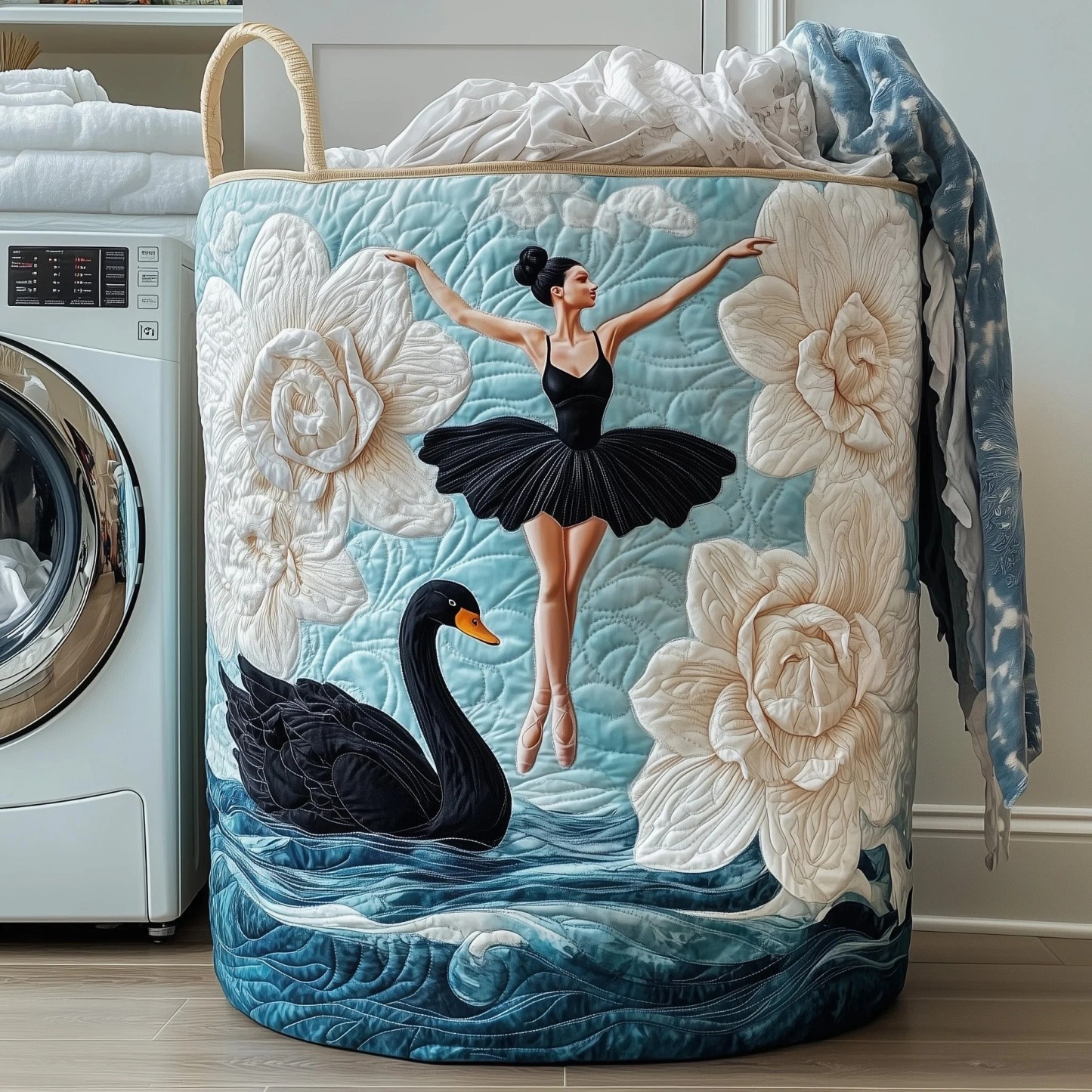 Dreamy Cavalier Day Quilted Laundry Basket