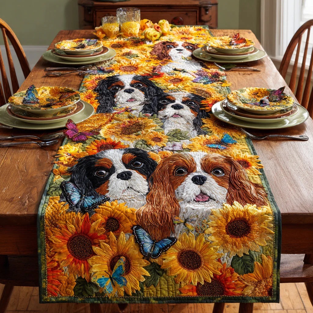 Butterfly Spaniel Quilted Table Runner 