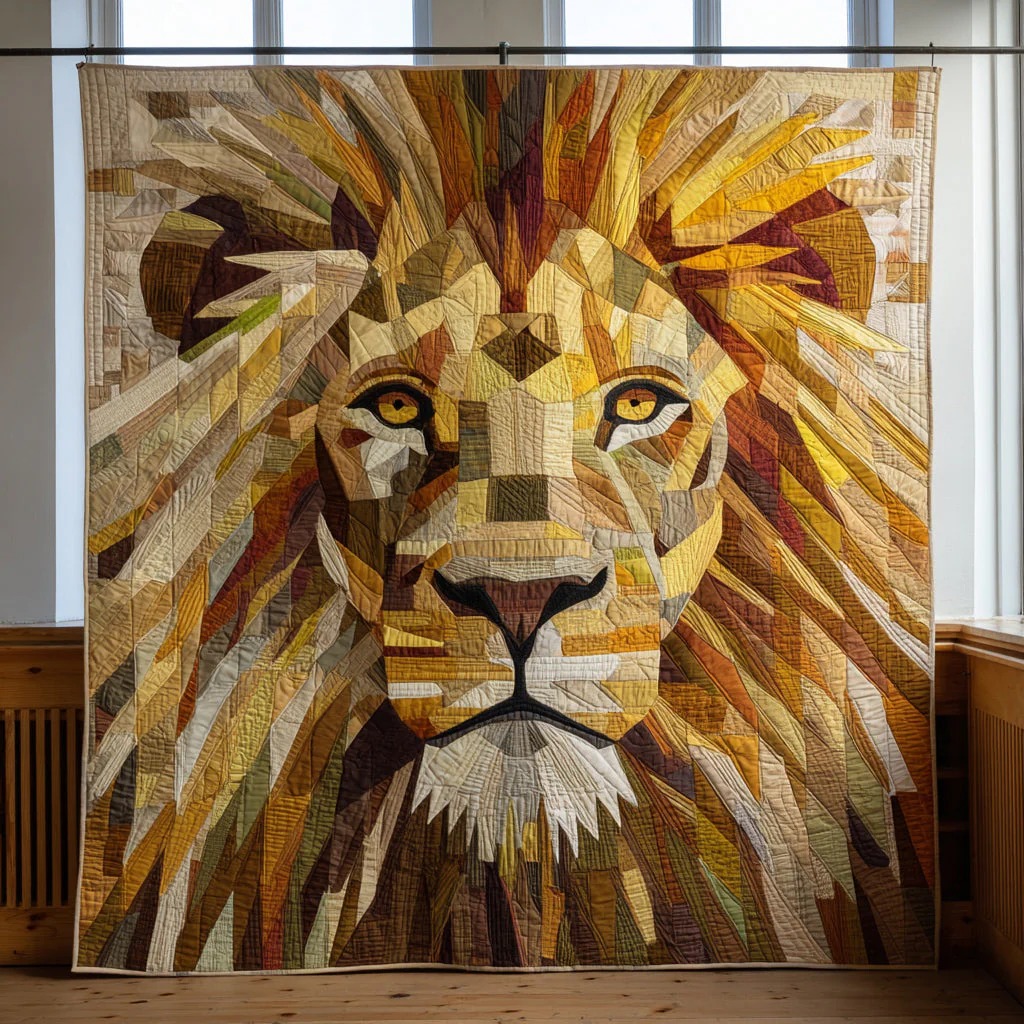 Angular Lion Quilted Blanket