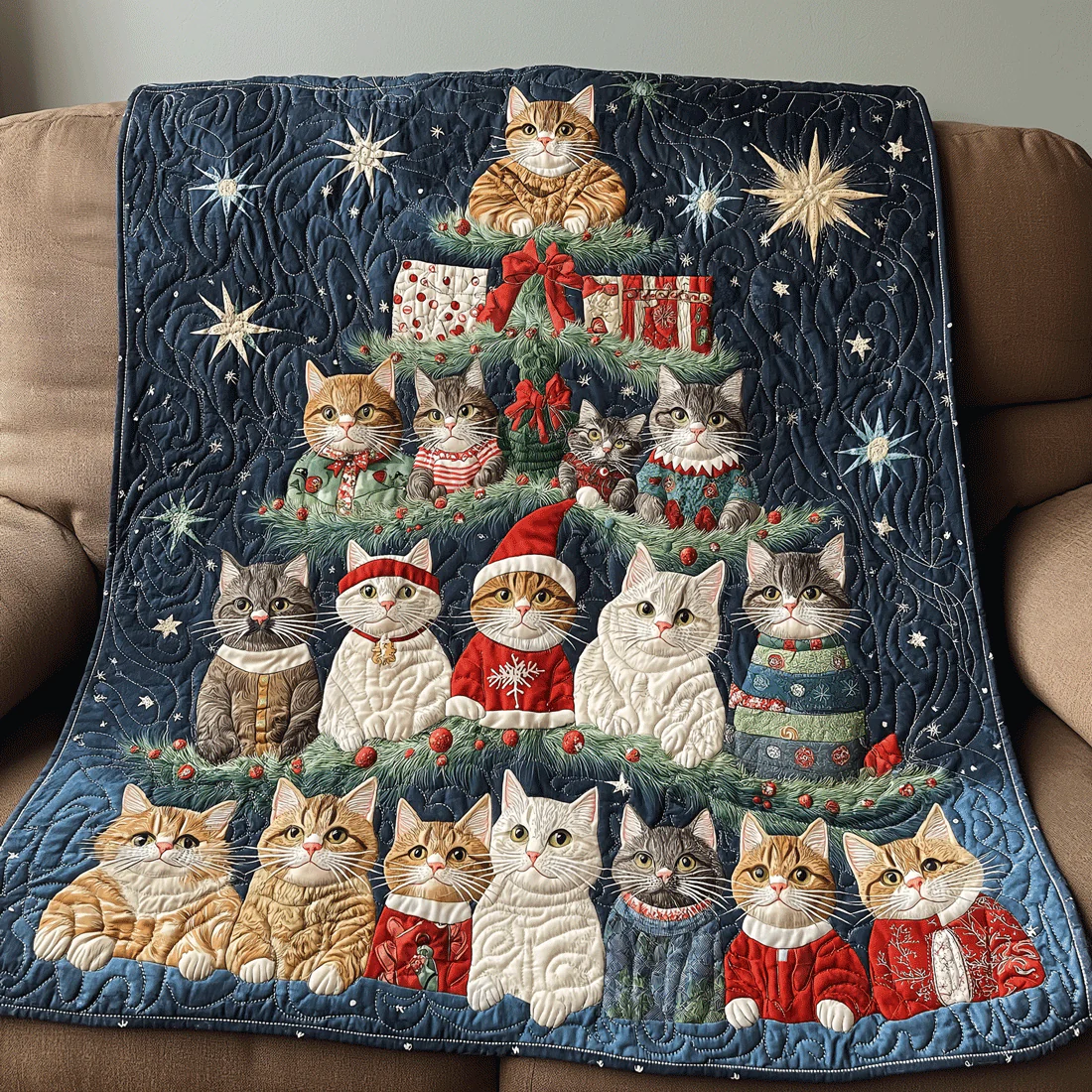 Jolly Cats Quilted Blanket