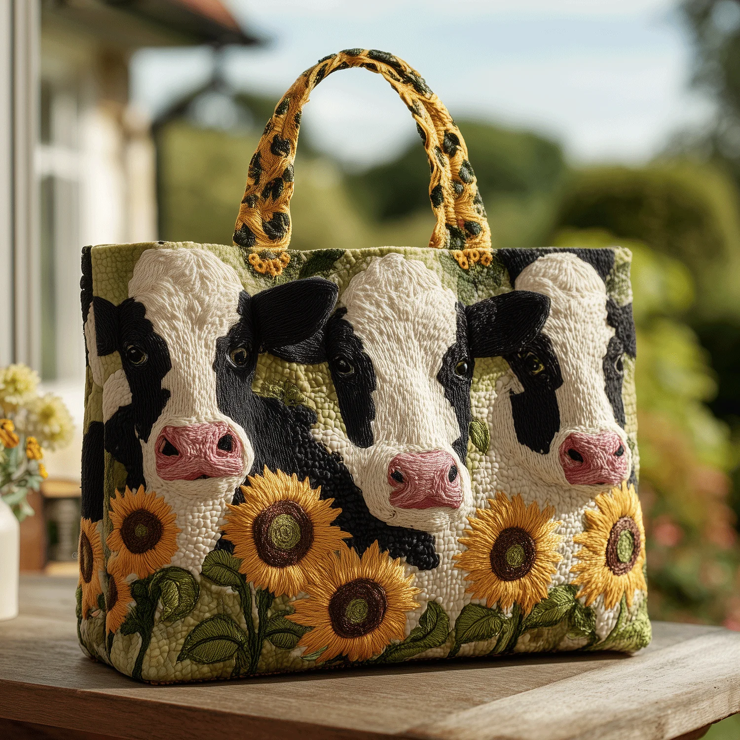 Country Moo Quilted Tote Bag