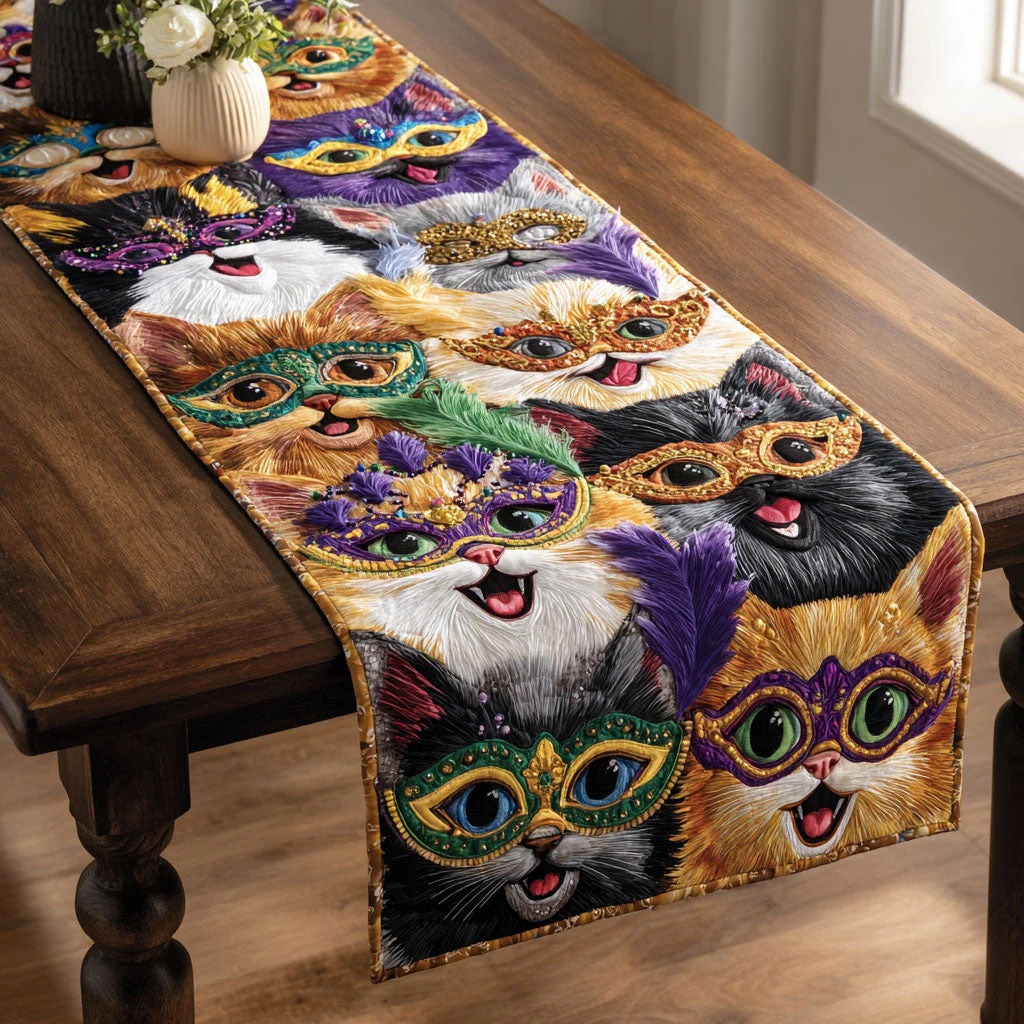 Masked Cat Quilted TableRunner