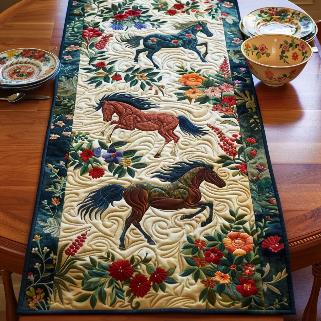 Horse Quilted Table Runner