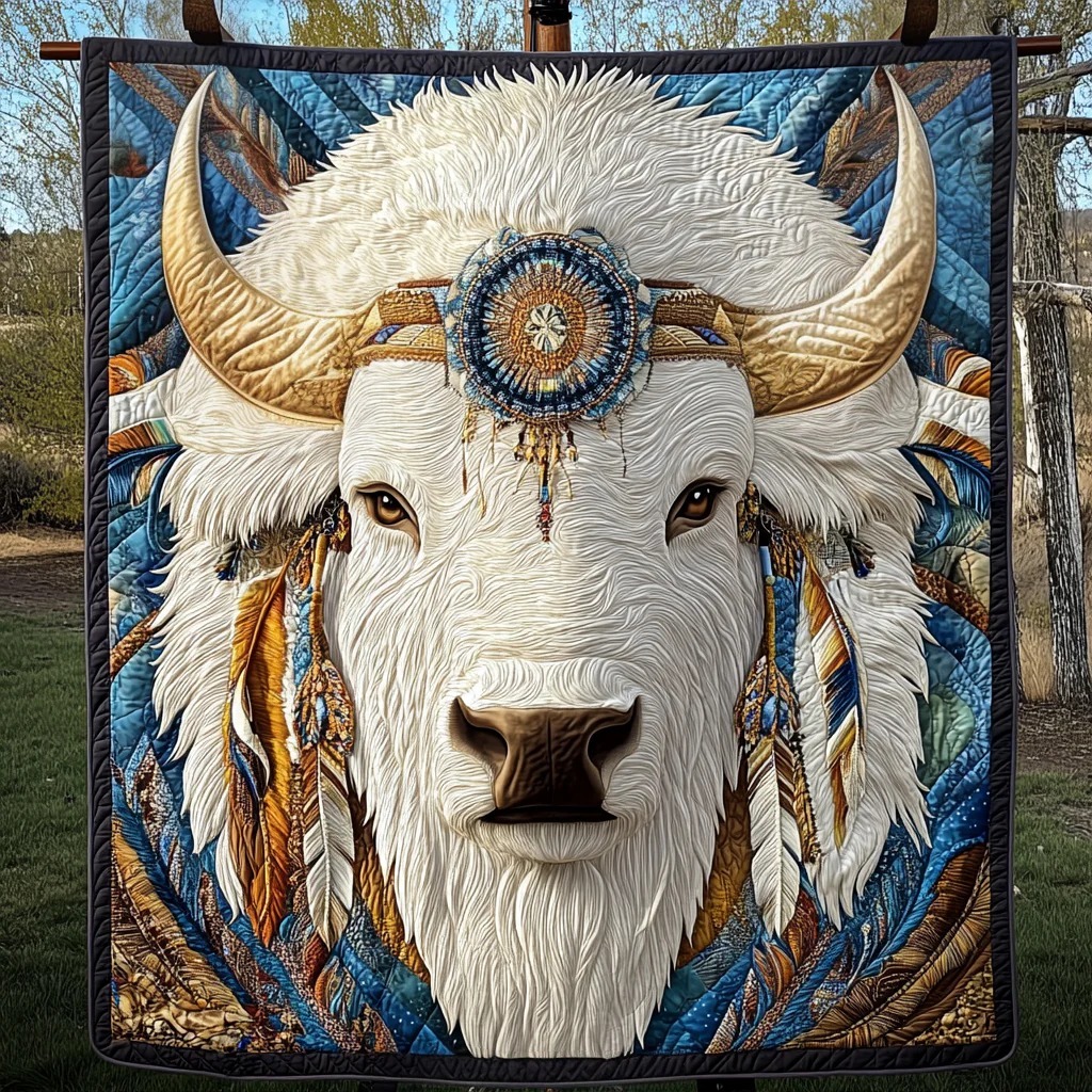 Native Bison Quilted Blanket