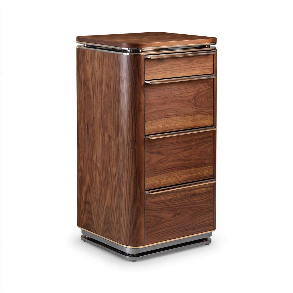 Armadio per ufficio - legno - 46x42x75 cm - noce-metallo - stile moderno-Habitatno