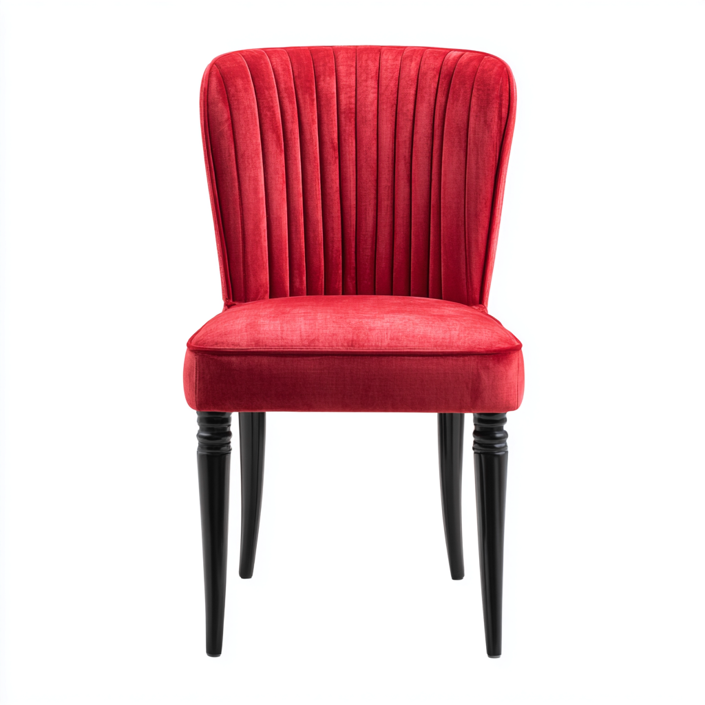 Sedia da pranzo - velluto-legno - 49x56x88 cm - rosso-nero - stile classico-Habitatno