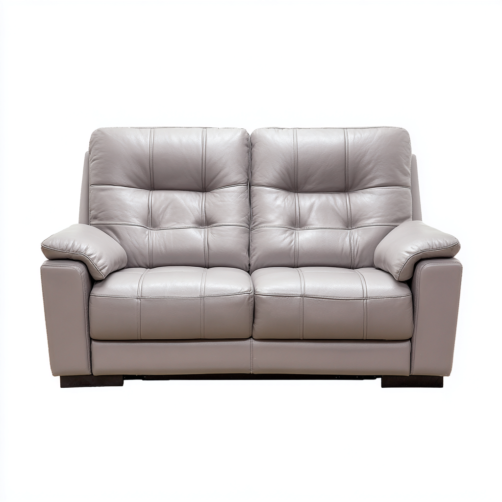 Divano a due posti pelle 165x90x92cm grigio chiaro stile moderno-Habitatno