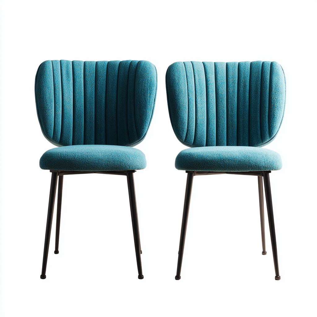 Sedia da pranzo - tessuto-metallo - 48x54x83 cm - blu - stile moderno imbottito con gambe in metallo nero-Habitatno