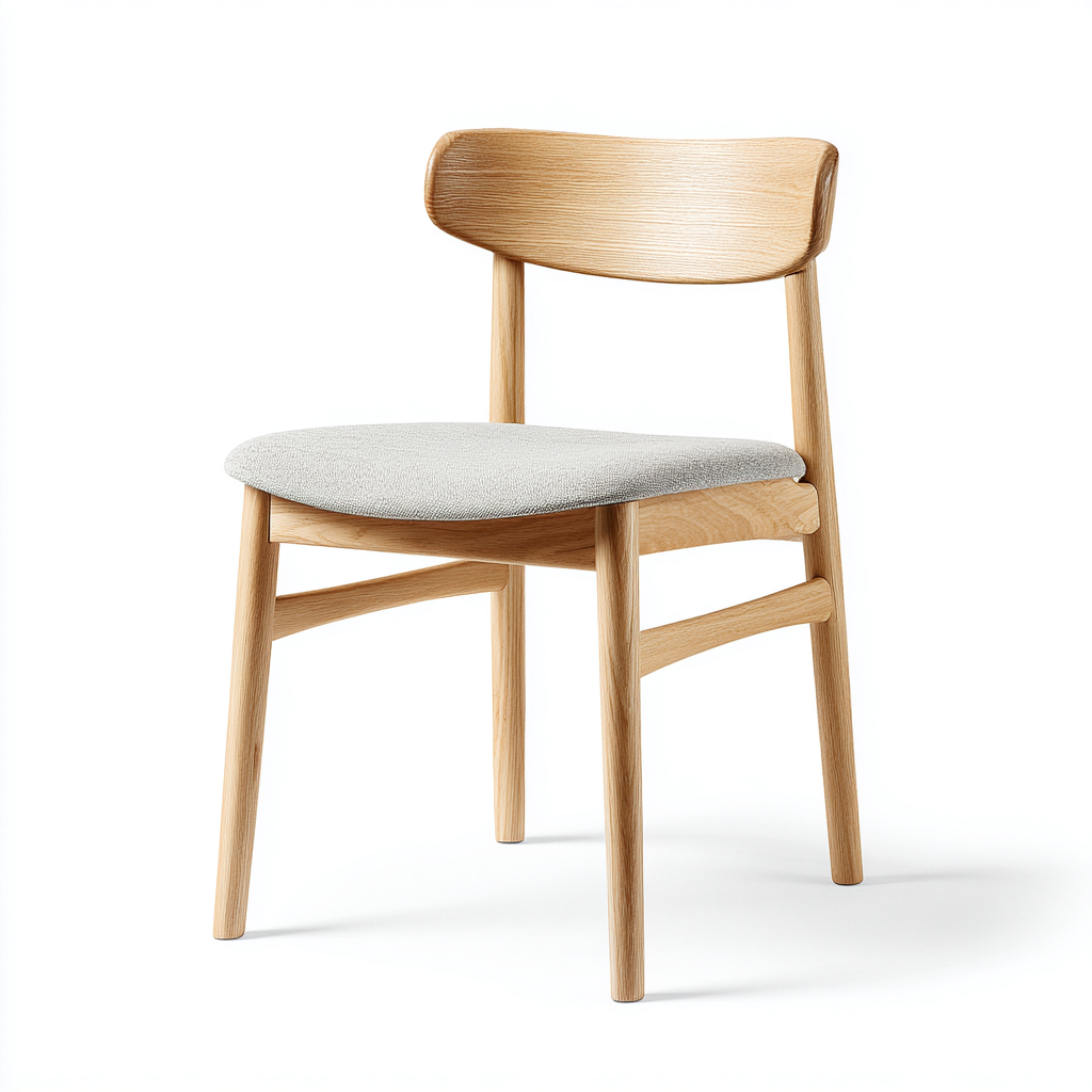 Sedia da pranzo - legno-tessuto - 46x49x80 cm - rovere chiaro-grigio chiaro - stile scandinavo-Habitatno