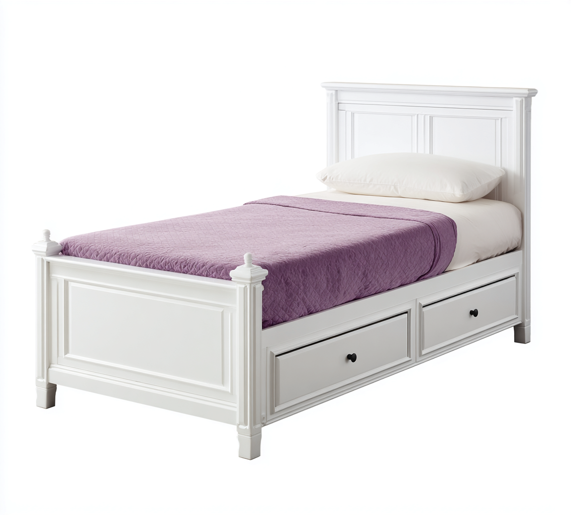 Letto singolo - legno - 200x100x95 cm - bianco - classico-Habitatno