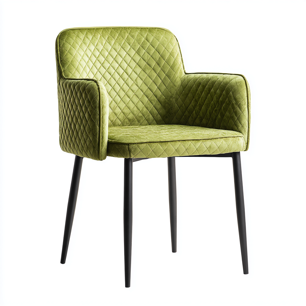 Sedia da pranzo - velluto - 58x55x83 cm - verde - stile moderno con braccioli-Habitatno