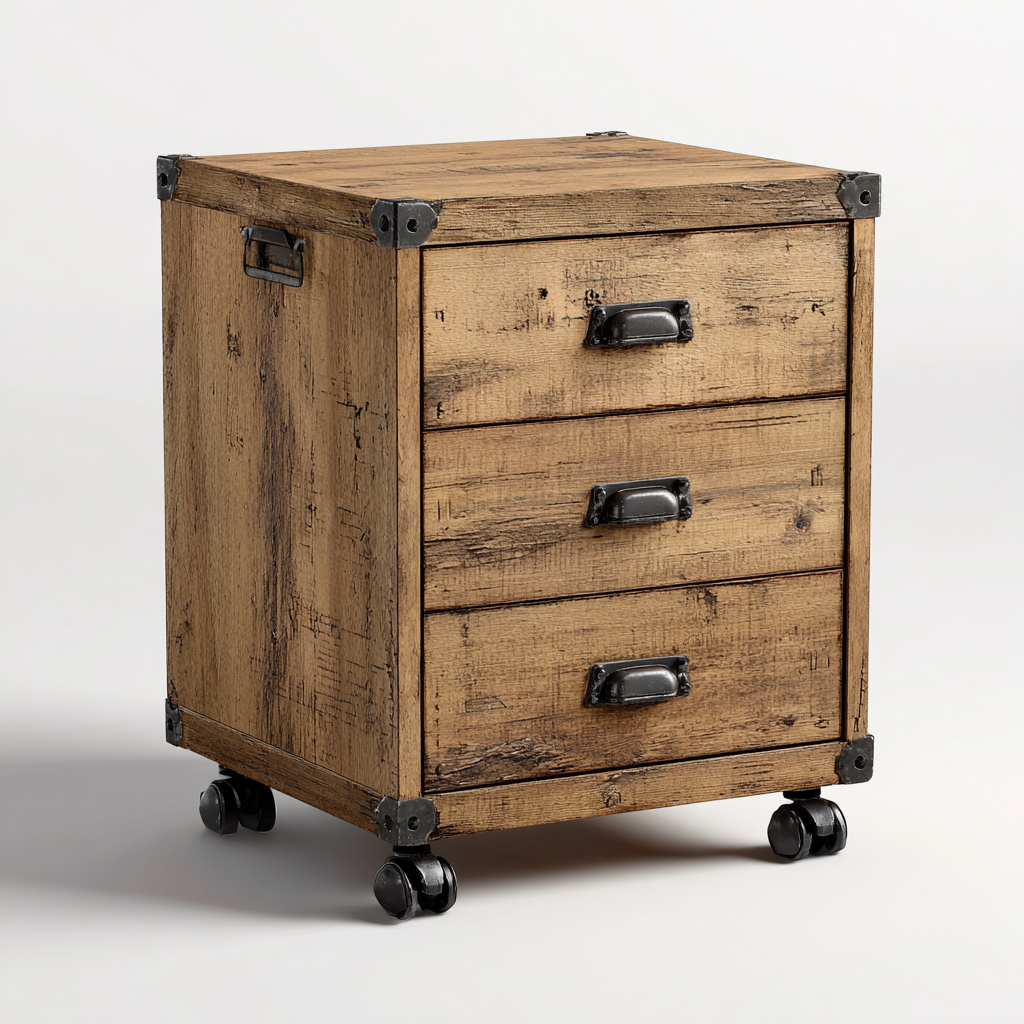 Armadio per ufficio - legno - 45x40x70 cm - rovere naturale-nero - stile industriale-Habitatno