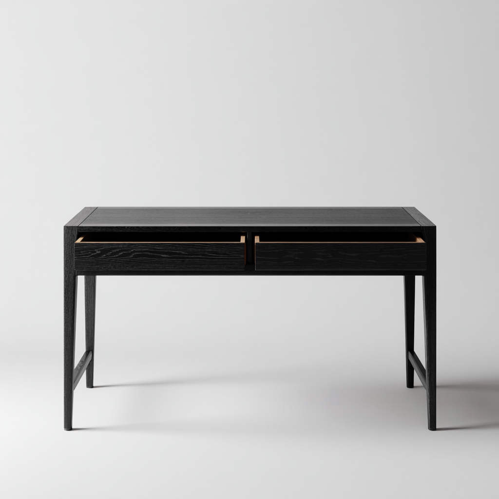 Scrivania - legno - 140x65x75 cm - nero - design minimalista-Habitatno