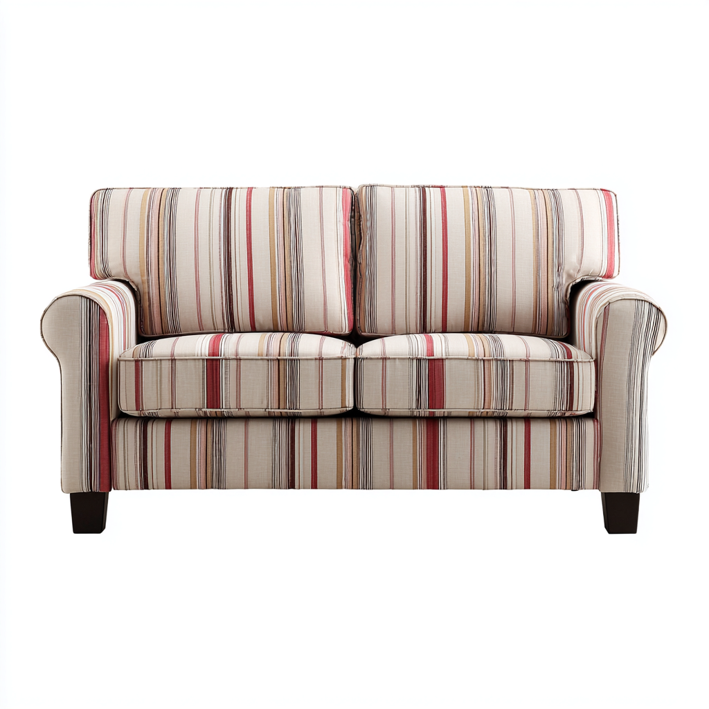 Divano a due posti tessuto 155x85x90cm a righe stile classico moderno-Habitatno