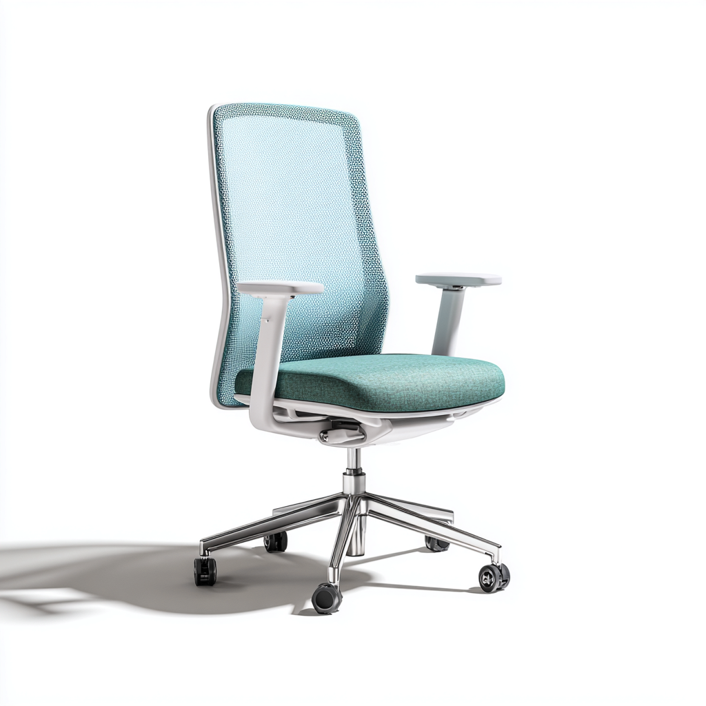 Sedia da ufficio - tessuto-rete-metallo - 65x70x115 cm - verde chiaro-bianco - design ergonomico moderno-Habitatno