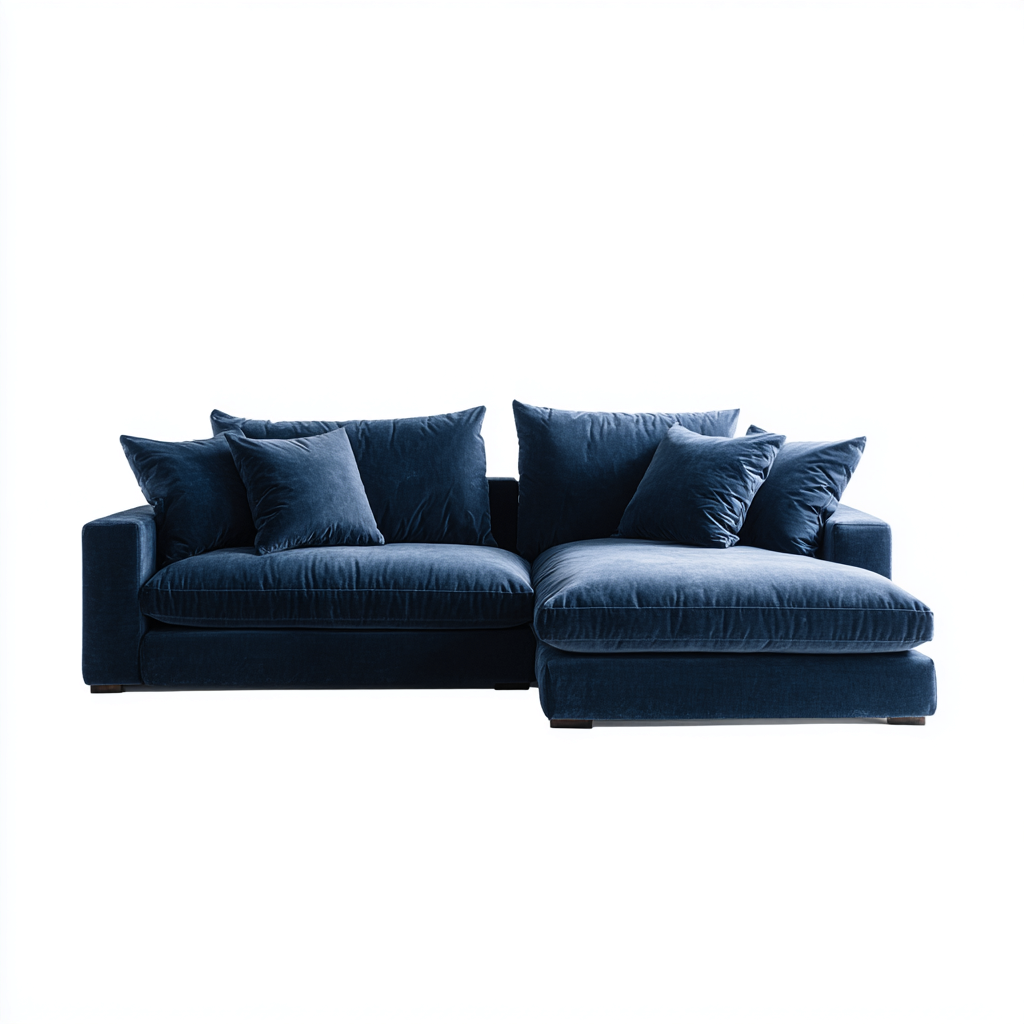 Divano angolare - velluto - 300x195x86 cm - blu notte - design elegante-Habitatno
